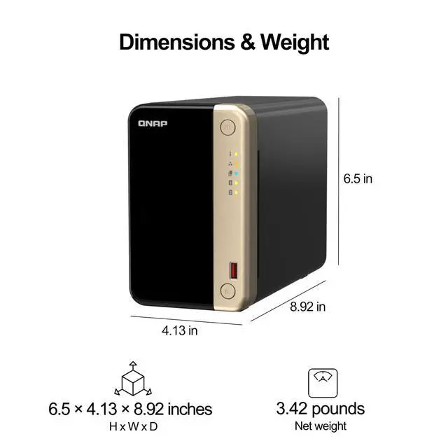 Alt view image 3 of 5 - QNAP TS-264-8G-US 2 Bay High-Performance Desktop NAS with Intel Celeron Quad-core Processor, M.2 PCIe Slots and Dual 2.5GbE (2.5G/1G/100M) Network Connectivity (Diskless)