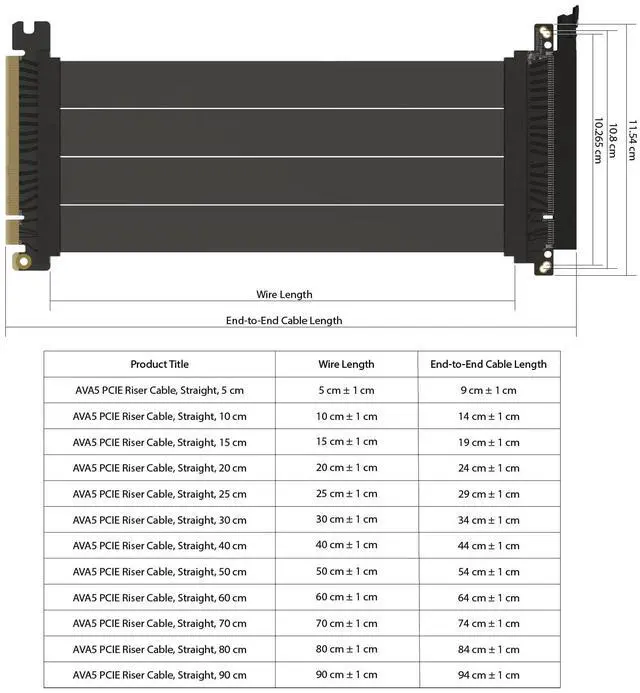 Alt view image 2 of 5 - LINKUP - AVA5 PCIE 5.0 Riser Cable [70cm (Total Length 74cm)] RTX5090 RX9070 GPU Ready | x16 128GB/s Speed | Compatible with PCIe 4.0 & WRX80/WRX90E | Straight, Black
