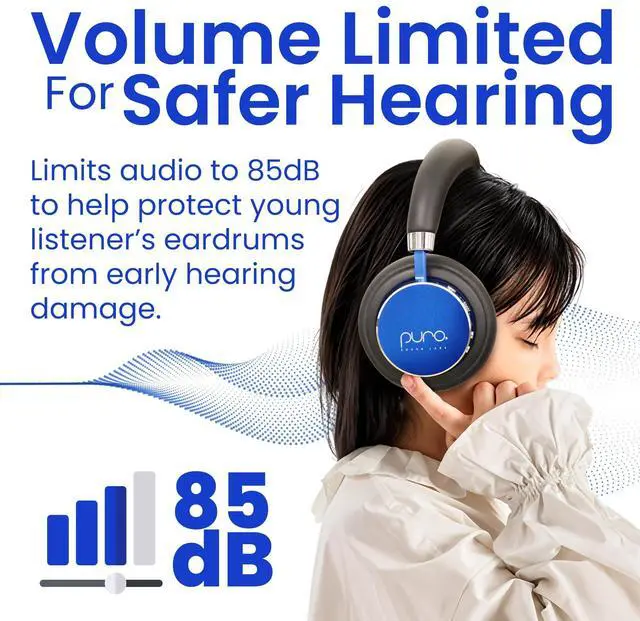 Alt view image 4 of 5 - Puro Sound Labs BT2200 Plus Volume Limited Kids Bluetooth Headphones (Blue)