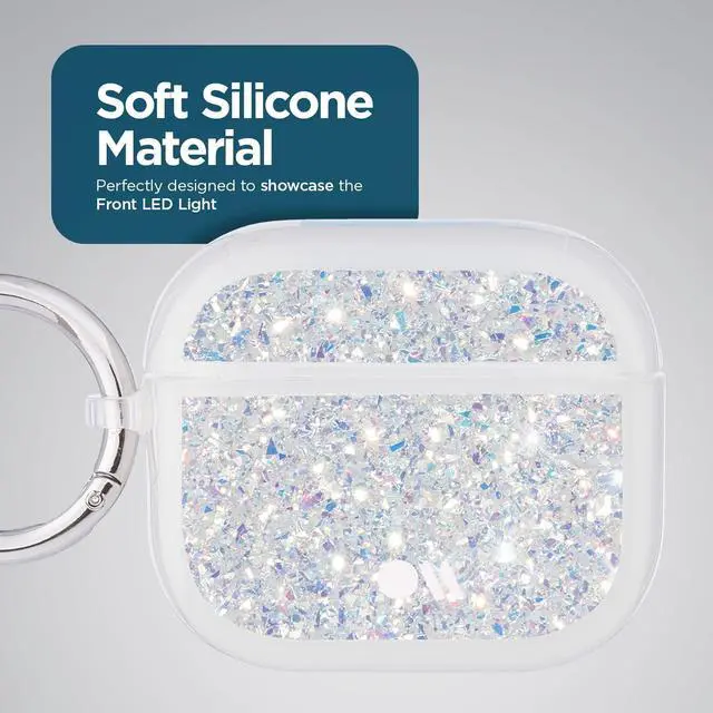 Alt view image 3 of 5 - Case-Mate Airpods Case 3rd Generation w/Keychain Ring [Wireless Charging Compatible] Twinkle Stardust Cover for Apple Airpods 3rd Generation [Front LED Visible] Anti-Scratch Shockproof Cover