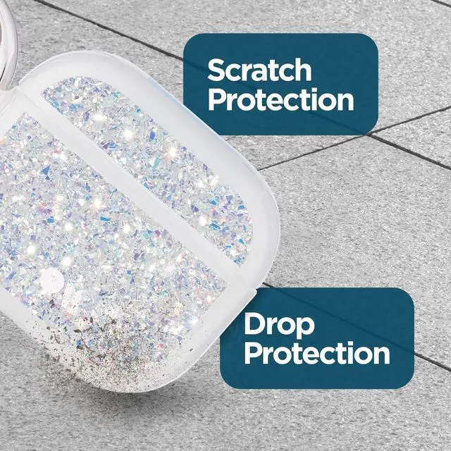 Alt view image 5 of 5 - Case-Mate Airpods Case 3rd Generation w/Keychain Ring [Wireless Charging Compatible] Twinkle Stardust Cover for Apple Airpods 3rd Generation [Front LED Visible] Anti-Scratch Shockproof Cover