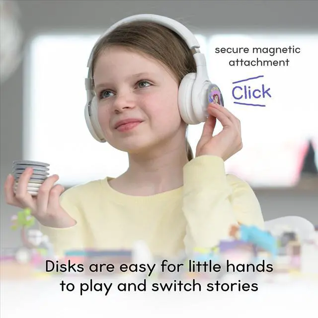 Alt view image 3 of 5 - STORYPHONES Kids Bluetooth Foldable Headphones: Use Wired or Wireless for Travel, Education, and Screen-Free Entertainment | Intro Bundle with ZenDisk and PlayShield (White)