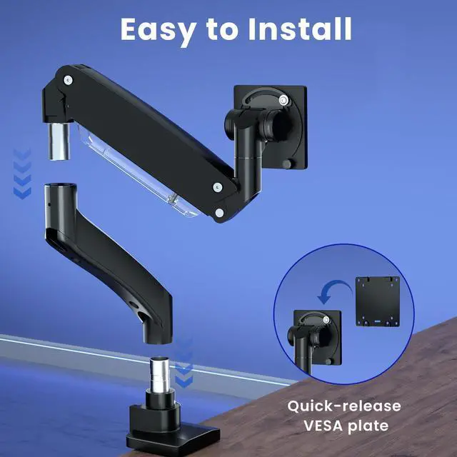 Alt view image 4 of 5 - Ultrawide Monitor-Arm Heavy Duty 22-57 - PUTORSEN Aluminum Single Monitor Mount Holds up to 59.4 lbs, Premium Adjustable Desk Mount Stand, VESA 75/100/200 mm, Black