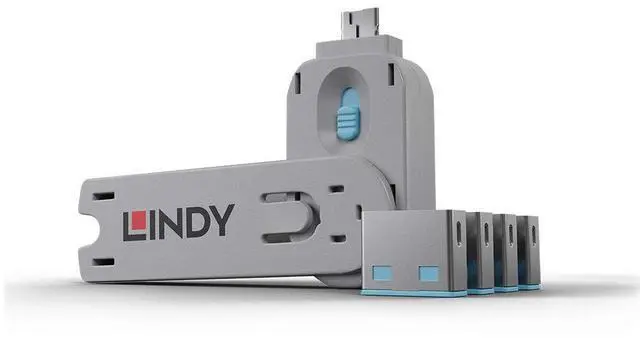 Main image of Lindy USB Port Blocker - Pack of 4, Blue (40452)