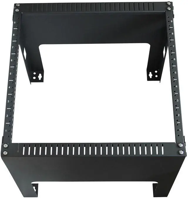 Alt view image 4 of 5 - KENUCO Black 9U Wall Mount Open Frame Steel Network Equipment Rack 17.75 Inch Deep - Black - 9U - W19'' x D17.75'' x H19.25'' (REG-9U)