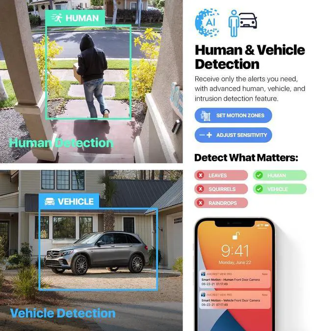 Alt view image 3 of 5 - Amcrest 2-Pack UltraHD 4K (8MP) Bullet POE IP Camera, 3840x2160, 98ft NightVision, IP67 Weatherproof, 125° FOV, Supports up to 256GB MicroSD Recording, White (2PACK-IP8M-2496EW-AI-V3)