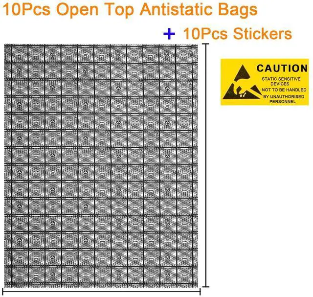 Alt view image 2 of 5 - 10Pcs Extra Large Open Top Antistatic Bags 15.75 x17.72inches ESD Shielding Bags with Stickers for Electronics