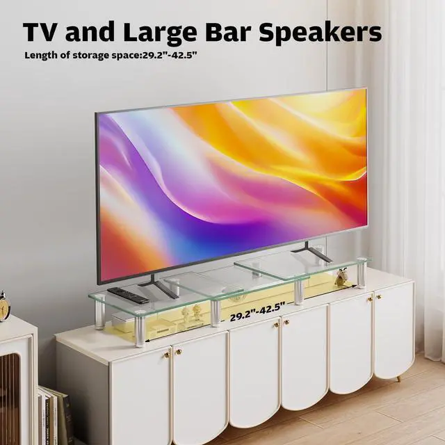 Alt view image 5 of 5 - Hemudu Dual Monitor Stand -Adjustable Length and Angle Dual Monitor Riser, Desktop Organizer for PC, Computer, Laptop (Clear)