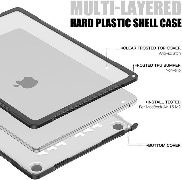 Alt view image 3 of 5 - Tuiklol for 2025 2024 2023 MacBook Air 15 inch Case with M4 /M3/ M2 Chip Model A3241 / A3114 / A2941,Heavy Duty Protective Hard Shell with Keyboard Cover for MacBook Air 15.3 Cover,White