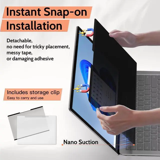 Alt view image 2 of 5 - Mamol Magnetic Privacy Screen for 15 inch Surface Laptop 5/4/3/2/1, Removable Anti Spy Glare Blue Light Filter, Microsoft Surface Laptop Privacy Screen Protector 15 in