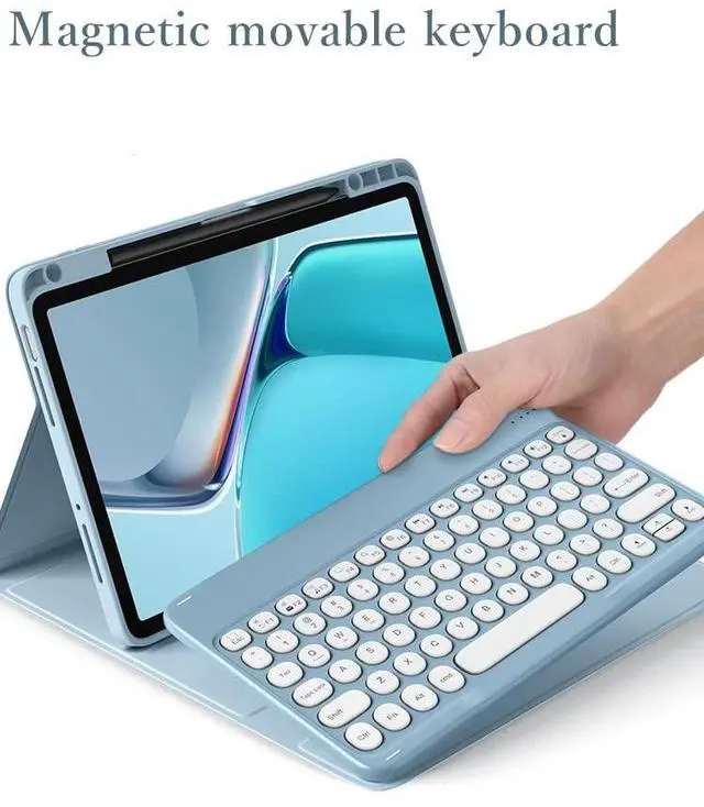 Alt view image 3 of 5 - KMXDD Keyboard Case for iPad Mini 7 (A17 Pro) 2024, iPad Mini 6th Generation Keyboard Case with Bluetooth Mouse Round Key Cute Removable Color Keyboard Cover,Black