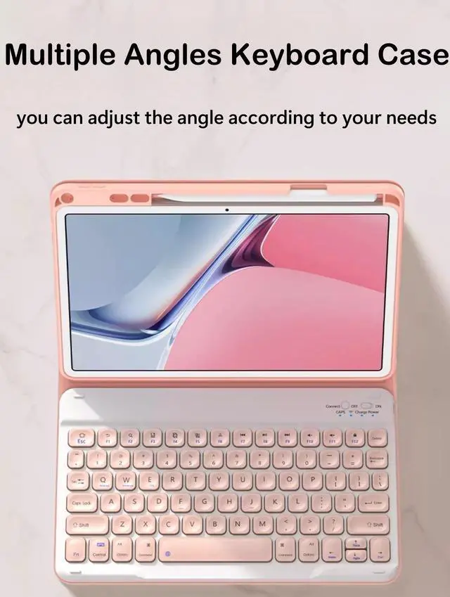 Alt view image 4 of 5 - AnMengXinLing Keyboard Case for iPad 11th Generation 11-inch (A16) 2025, iPad 10th Generation 10.9-inch 2022, Slim Candy Detachable Wireless Round Key Folio Keyboard Cover, Pink