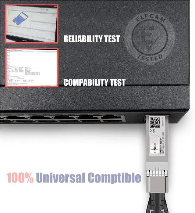 Alt view image 4 of 5 - Elfcam® - 20m/65.6ft Fiber Optic Cable OM3 SFP+ to SFP+ AOC 10Gbps, Compatible with SFP-10G-AOC, 20 Meters