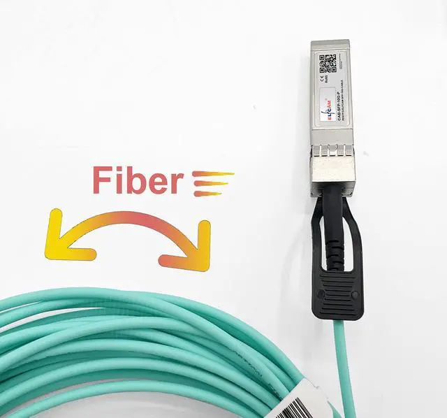 Alt view image 5 of 5 - Elfcam® - 20m/65.6ft Fiber Optic Cable OM3 SFP+ to SFP+ AOC 10Gbps, Compatible with SFP-10G-AOC, 20 Meters