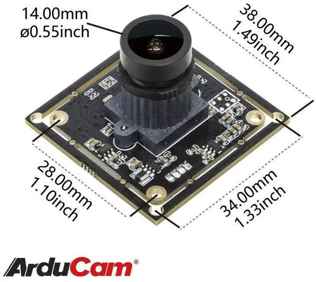Alt view image 2 of 5 - Arducam 1080P Low Light WDR USB Camera Module for Computer, 2MP 1/2.8 CMOS IMX291 100 Degree Wide Angle Mini UVC Webcam Board with Microphone, 3.3ft/1m Cable for Windows Linux Mac OS