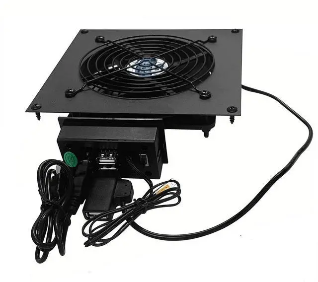 Alt view image 4 of 4 - Single 120mm USB Fan with Bracket and Preset Thermostat
