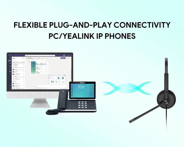 Alt view image 4 of 5 - UH34 USB Headset with Microphone for PC Laptop,Wired Headset,On-Ear Headphones with Noise-Cancelling Microphone UH34 Dual UC