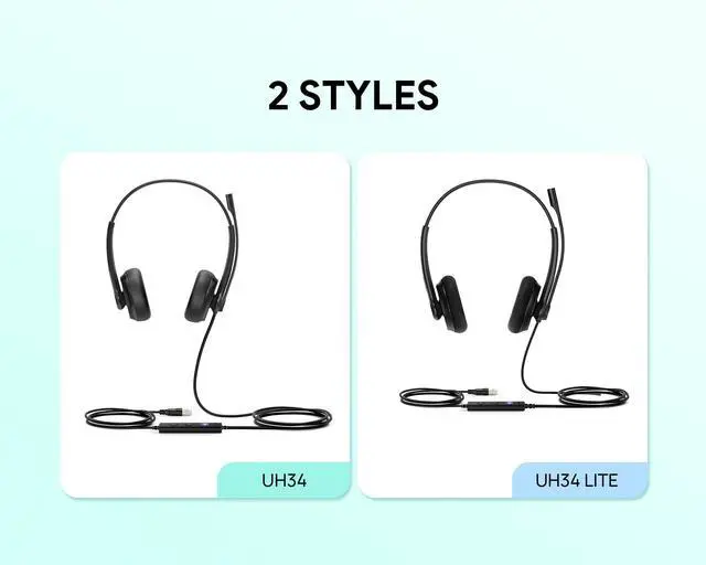 Alt view image 5 of 5 - UH34 USB Headset with Microphone for PC Laptop,Wired Headset,On-Ear Headphones with Noise-Cancelling Microphone UH34 Dual UC