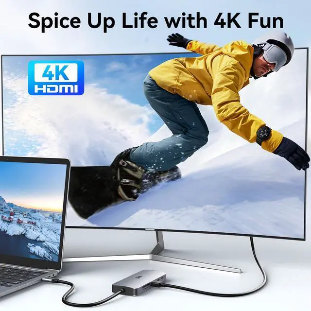 Alt view image 3 of 5 - USB C Adapters for MacBook Pro/Air, Mac Dongle with 3 USB Port, 9 in 1 Macbook Hub to HDMI, RJ45 Ethernet,100W Pd Charging, USB C to SD/TF Card Reader Compatible With Macbook/Dell XPS, Lenovo Thinkpad