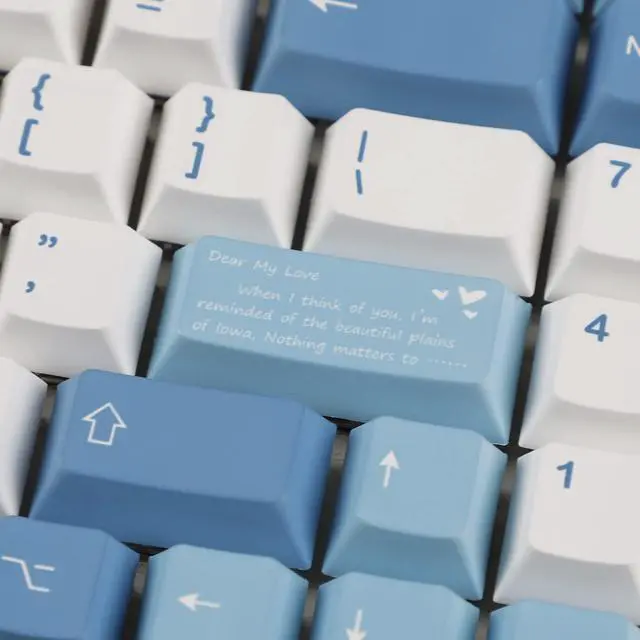 Alt view image 4 of 4 - YMDK 143 Sea Fog Love Letter Cherry Profile Dye Sub Thick PBT 5 Sides Mac Keycaps Set for ANSI 104 87 61 96 75 GMMK NCR80 Mx Keyboard