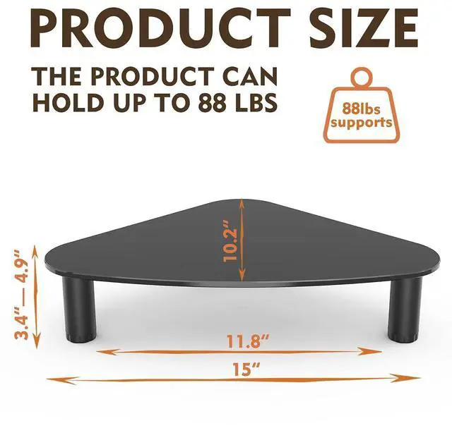 Alt view image 4 of 5 - Hemudu 2 Pack Computer Monitor Riser | Triangle Save Space Desktop Corner Stand for Computer Monitor & Laptop Black HD01B-203