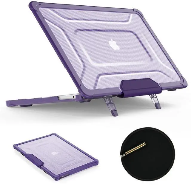 Main image of SEYMAC stock Case for MacBook Pro 16 inch 2024-2021 A3403 A3186 A2991 A2780 A2485, Shock-Absorbing Protection with Folding Stand &Mouse Pad/Bag Case for MacBook Pro 16'' M4/M3/M2/M1 (Purple)