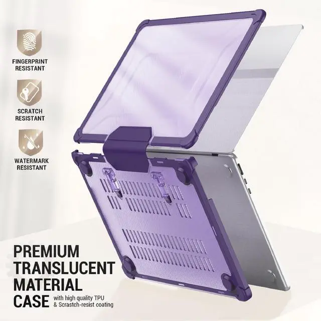 Alt view image 4 of 5 - SEYMAC stock Case for MacBook Pro 16 inch 2024-2021 A3403 A3186 A2991 A2780 A2485, Shock-Absorbing Protection with Folding Stand &Mouse Pad/Bag Case for MacBook Pro 16'' M4/M3/M2/M1 (Purple)