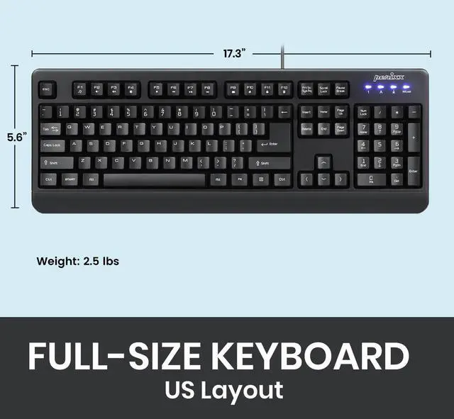 Alt view image 5 of 5 - Perixx PERIBOARD-517 Wired Washable USB Keyboard, Certified with IP 65 Level, Black, US English Layout