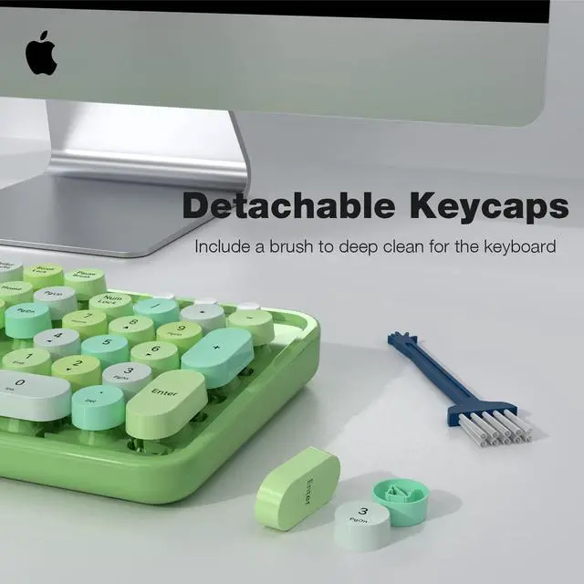 Alt view image 4 of 5 - Wireless Keyboard and Mouse Combo, MOWUX Colorful Computer Full Size 2.4G Plug and Play Wireless Typewriter Keyboard and Mouse Set for Windows, Computer, Desktop, PC, Notebook (Green Colorful)