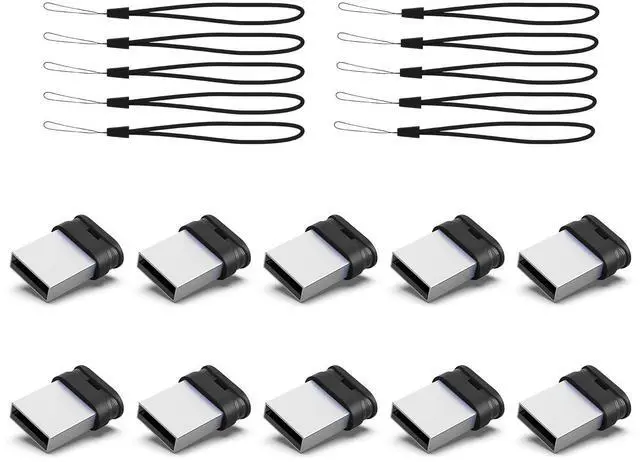 Main image of K&ZZ 16GB Mini Flash Drive 10 Pack 16G Small USB Drive with Lanyard Low Profile USB 2.0 Flash Drive 16 GB Tiny Thumb Drive Memory Stick (16GB, Black)