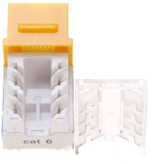 Alt view image 5 of 5 - SATMAXIMUM Cat6 Keystone Ethernet Wall Jack Punch Down UTP 45-Degree (Easier Termination Than 90-Degree), RJ45 Slim Profile 45° Angled Speed Termination Yellow (30 Pack)