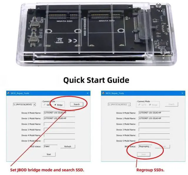 Alt view image 4 of 5 - chenyang MSATA SSD 2 in 1 Combo JBOD Adapter with 2.5" USB C Hard Drive Enclosure