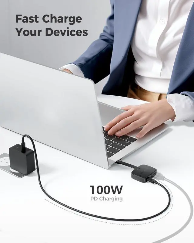 Alt view image 4 of 5 - Cable Matters Portable 48Gbps USB C to HDMI 2.1 Adapter with 100W Host Charging, 4K 240Hz /8K 60Hz HDR - Thunderbolt 4 Compatible with iPhone 16/15 Pro Max - Max Resolution on Any MacBook is 4K@60Hz