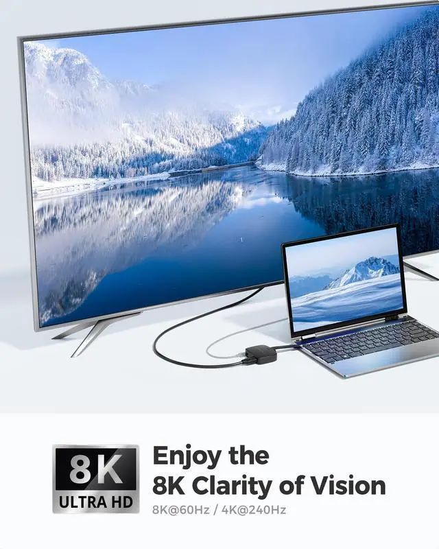 Alt view image 3 of 5 - Cable Matters Portable 48Gbps USB C to HDMI 2.1 Adapter with 100W Host Charging, 4K 240Hz /8K 60Hz HDR - Thunderbolt 4 Compatible with iPhone 16/15 Pro Max - Max Resolution on Any MacBook is 4K@60Hz