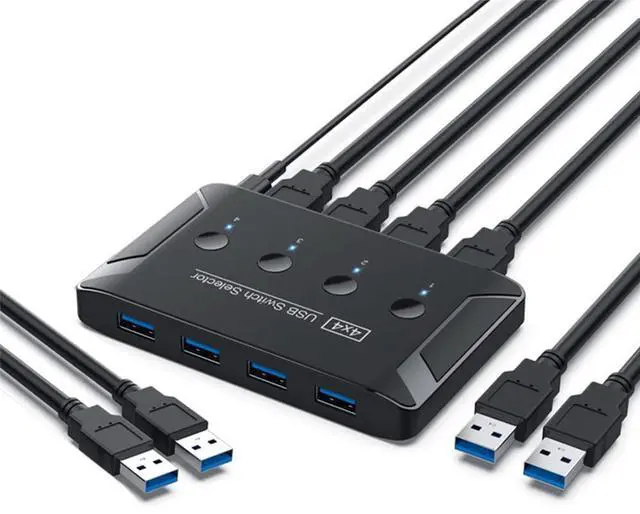 Main image of xiwai KVM USB 3.0 Switch Selector 4 Port PCs Sharing 4 Devices for Keyboard Mouse Scanner Printer
