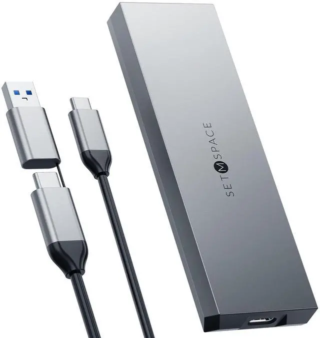 Main image of NVME Enclosure ['Tough Guy' Quality], 20 Gbps M.2 Enclosure for M-Key PCIe NVME, Solid Aluminium Alloy SETMSPACE M.2 Enclosure with USBC/A Cable, Screw Fixed SSD Enclosure for 2230/2242/2260/2280-NEW