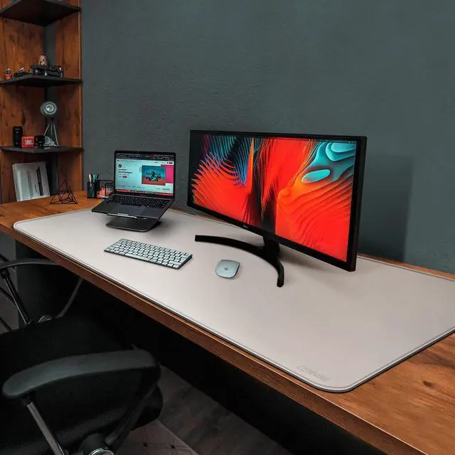 Alt view image 5 of 5 - CENNBIE 39.3" x 19.6" Leather Desk mat,Desk mats on top of desks, Perfect Desk Mate for Office and Home, Rectangular, Large(Cream Color)
