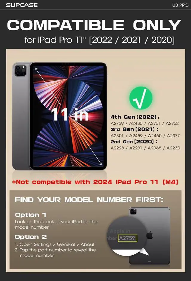 Alt view image 2 of 5 - SUPCASE for iPad Pro 11 Inch Case 4th/3rd/2nd Generation 2022/2021/2020 (Unicorn Beetle Pro), [Built-in Screen Protector & Stand & Pen Holder] Full-Body Rugged Cover for iPad Pro 11 Inch, Ruddy