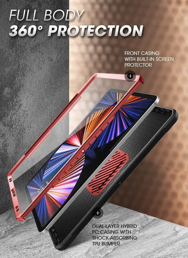 Alt view image 5 of 5 - SUPCASE for iPad Pro 11 Inch Case 4th/3rd/2nd Generation 2022/2021/2020 (Unicorn Beetle Pro), [Built-in Screen Protector & Stand & Pen Holder] Full-Body Rugged Cover for iPad Pro 11 Inch, Ruddy