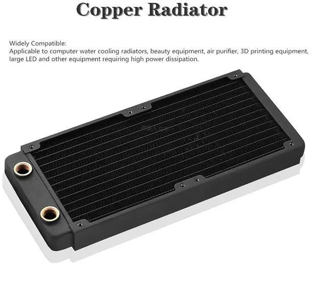 Alt view image 2 of 5 - Universal Copper Radiator 240mm Heat Sink Water Liquid Cooling Heat Exchanger for Computer Water Cooling, Beauty Equipment, Industrial Equipment (240mm)