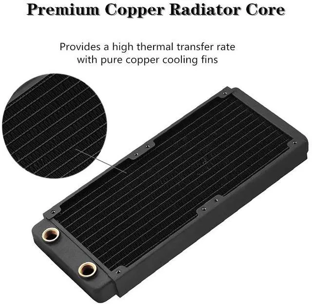 Alt view image 3 of 5 - Universal Copper Radiator 240mm Heat Sink Water Liquid Cooling Heat Exchanger for Computer Water Cooling, Beauty Equipment, Industrial Equipment (240mm)