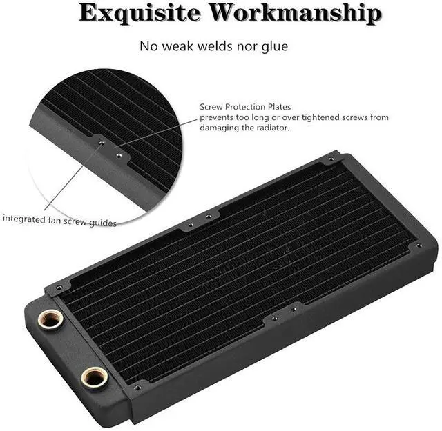 Alt view image 4 of 5 - Universal Copper Radiator 240mm Heat Sink Water Liquid Cooling Heat Exchanger for Computer Water Cooling, Beauty Equipment, Industrial Equipment (240mm)