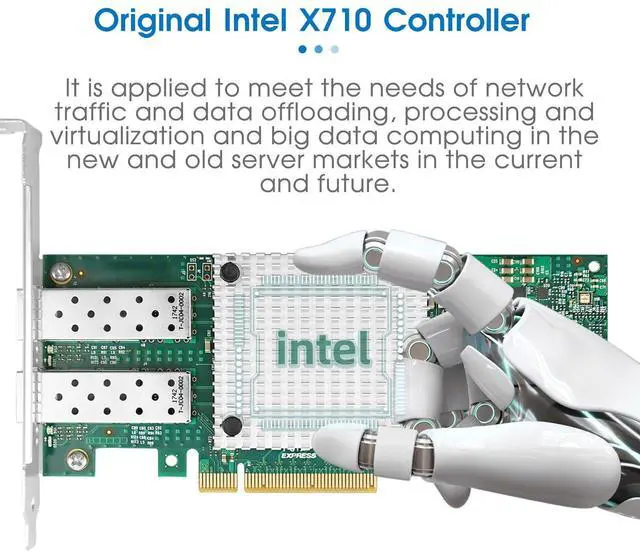 Alt view image 4 of 5 - 10Gb PCI-E NIC Network Card, Dual SFP+ Port, with Original Intel X710 DA2 Chipset,PCI Express 3.0 X8,Ethernet Converged Network Adapter Support Windows Server/Linux/VMware Compare to Intel X710-BM2