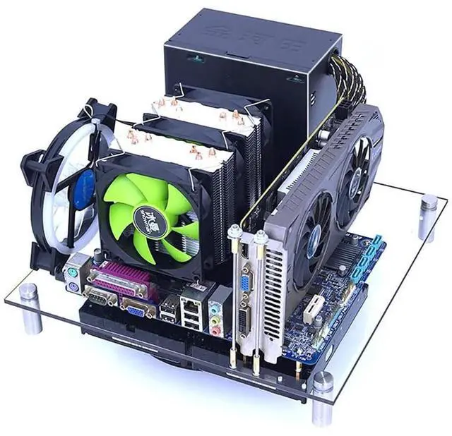 Main image of PC Open Chassis Computer Heat Dissipation Case Acrylic ATX MATX ITX Motherboard Test Bench Platform DIY Computer Case with Metal Switch