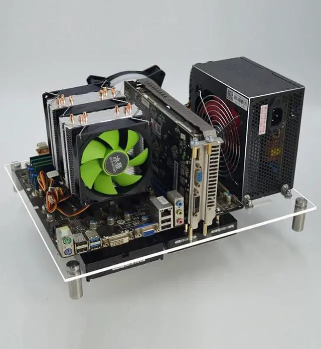 Alt view image 5 of 5 - PC Open Chassis Computer Heat Dissipation Case Acrylic ATX MATX ITX Motherboard Test Bench Platform DIY Computer Case with Metal Switch