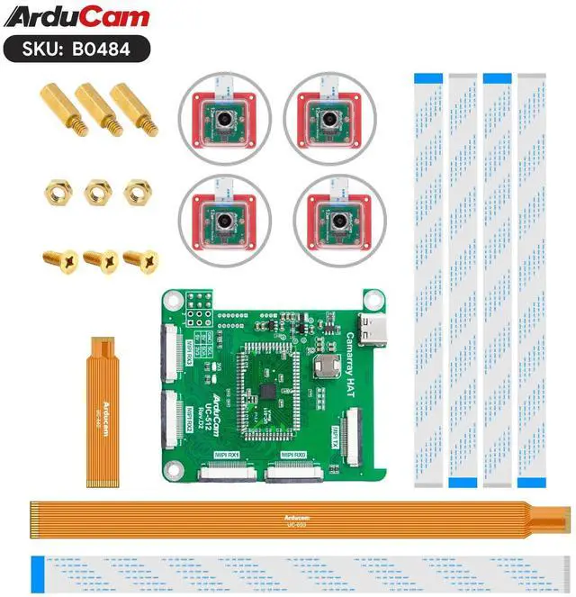 Main image of Arducam for Raspberry Pi Camera, 12MP IMX708 Quad-Camera Kit for Raspberry Pi 5, 120°(D) Wide Angle Autofocus Camera, Stereo Synchronized Camera Module