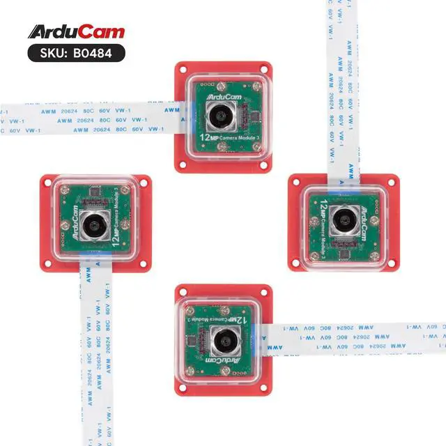 Alt view image 3 of 5 - Arducam for Raspberry Pi Camera, 12MP IMX708 Quad-Camera Kit for Raspberry Pi 5, 120°(D) Wide Angle Autofocus Camera, Stereo Synchronized Camera Module