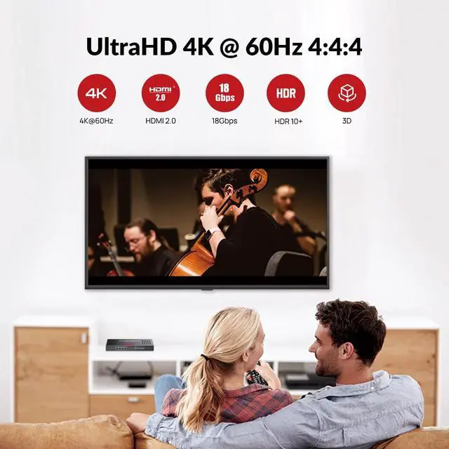 Alt view image 3 of 5 - AV Access HDBaseT 4K HDMI Extender Over Cat5e/6/6a/7 4K@60Hz 130ft, 1080P@60Hz 230ft, HDR10+, HDMI 2.0 YUV4:4:4, UltraHD, HDCP 2.2, 18Gbps, Plug & Play, IR Return & PoE, Smart EDID(4KEX70-H2)