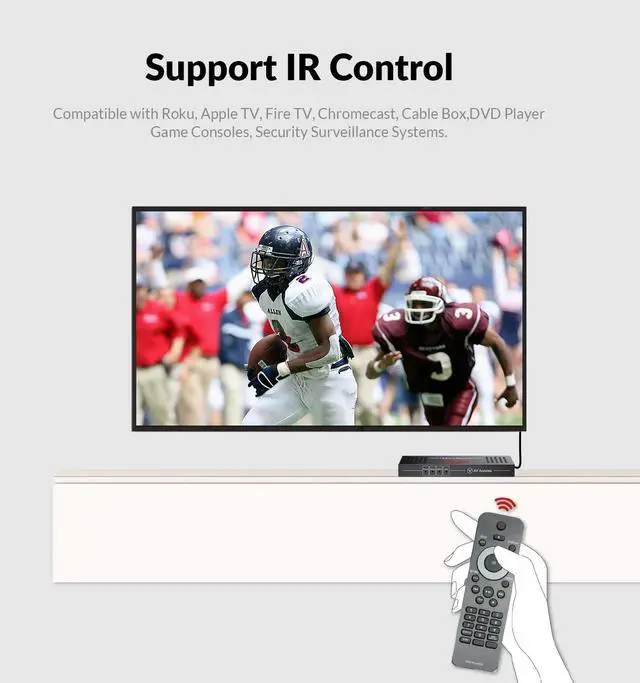 Alt view image 5 of 5 - AV Access HDBaseT 4K HDMI Extender Over Cat5e/6/6a/7 4K@60Hz 130ft, 1080P@60Hz 230ft, HDR10+, HDMI 2.0 YUV4:4:4, UltraHD, HDCP 2.2, 18Gbps, Plug & Play, IR Return & PoE, Smart EDID(4KEX70-H2)