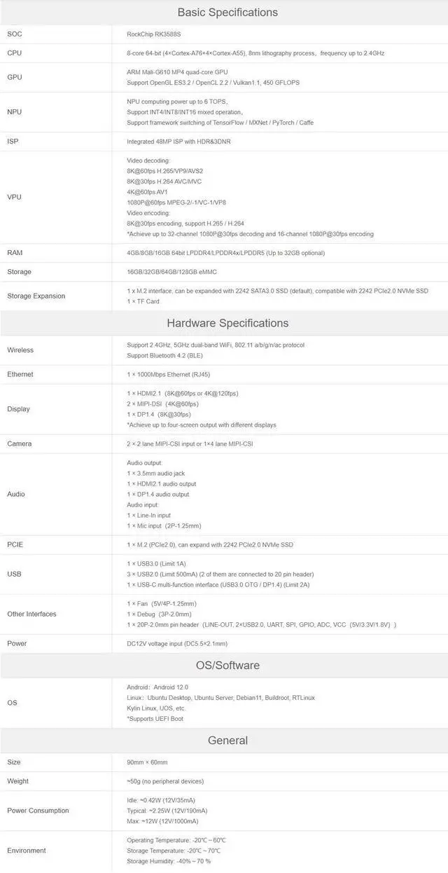 Alt view image 2 of 5 - WayPonDEV Firefly ROC-RK3588S-PC 8K AI Rockchip RK3588S Single Board Computer 4GB RAM LPDDR4 &32GB eMMC Storage Support 8K Multi-Display & Linux